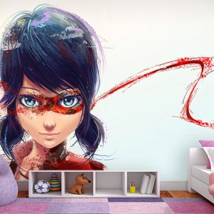 کاغذ دیواری سه بعدی طرح دختر کفشدوزکی
