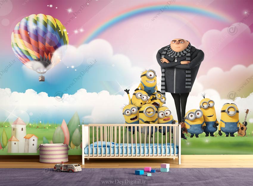 کاغذ دیواری سه بعدی طرح مینیون
