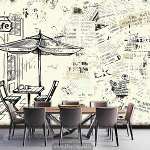 کاغذ دیواری سه بعدی برای کافه