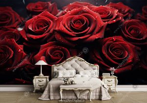 پوستر سه بعدی طرح رز قرمز برای اتاق خواب