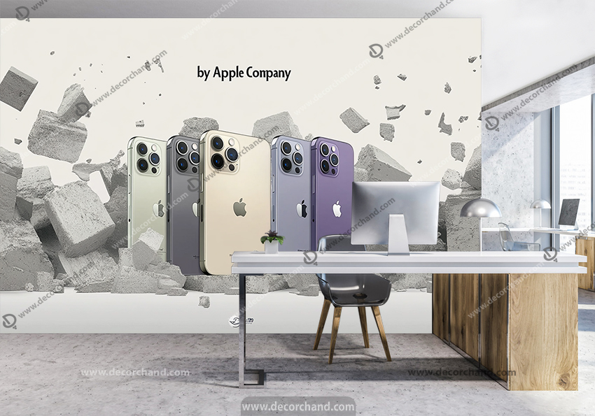 پوستر دیواری سه بعدی موبایل اپل میان سنگ ها