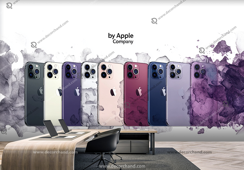 کاغذ دیواری سه بعدی موبایل طرح گوشی های رنگی اپل