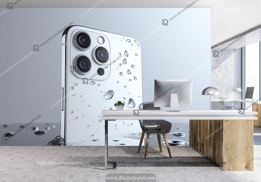 کاغذ دیواری سه بعدی طرح اپل سفید