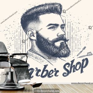 پوستر دیواری سه بعدی آرایشگاه مردانه طرح چهره مدلینگ