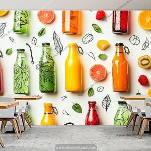 کاغذ دیواری سه بعدی آبمیوه فروشی