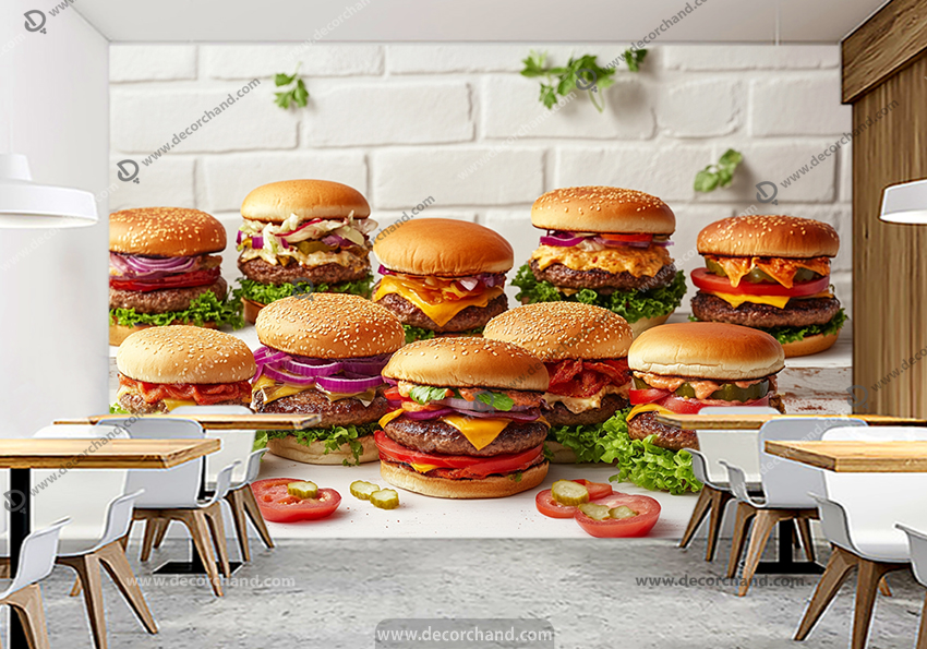 پوستر چاپی طرح همبرگر های بزرگ با زمینه روشن