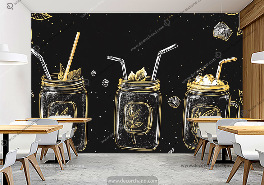 پوستر سه بعدی برای کافی شاپ طرح نوشیدنی های کافه