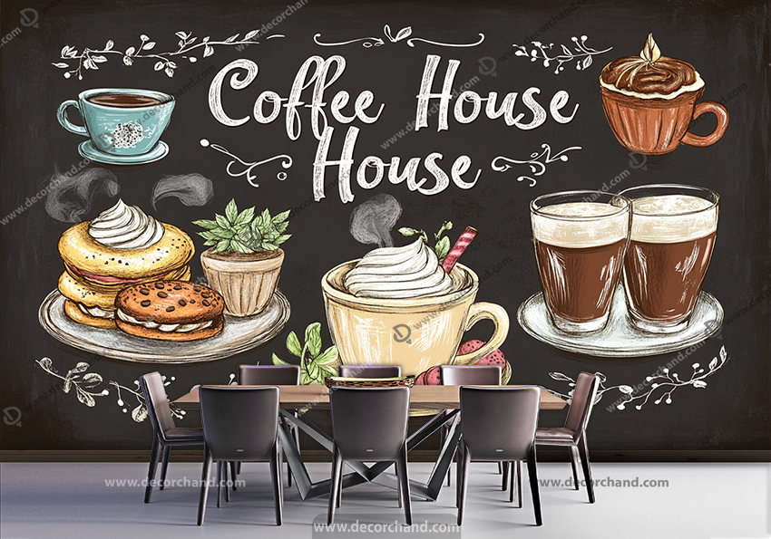 پوست کافی شاپ طرح نوشیدنی و چیز کیک