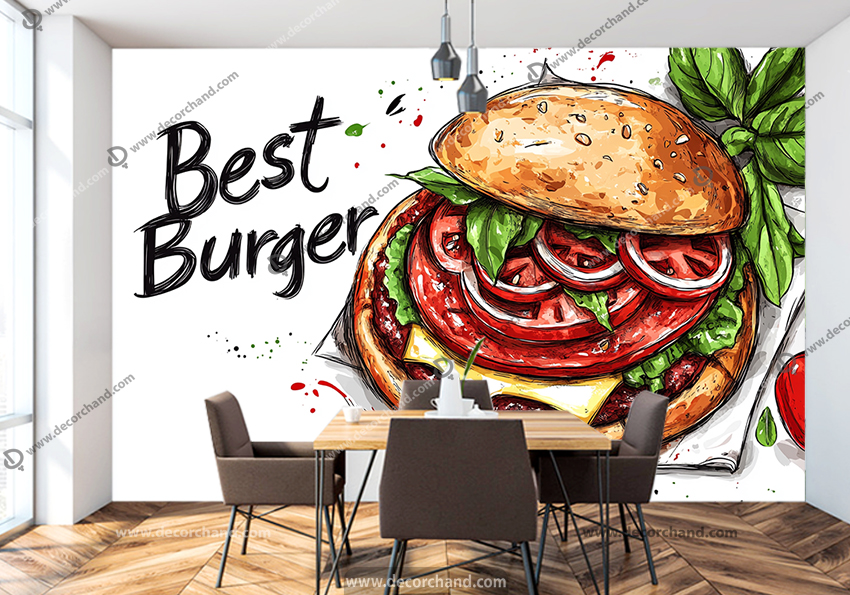 پوستر چاپی فست فود طرح ترکیبی پیتزا و همبرگر