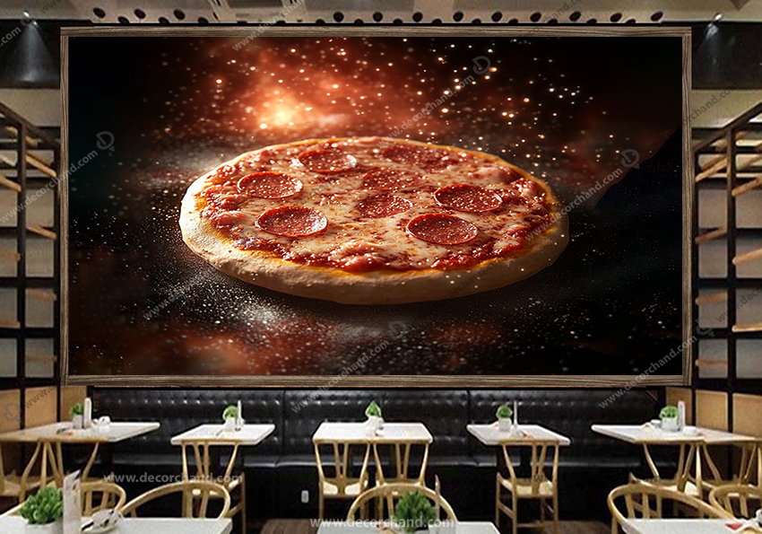 پوستر دیواری فست فودی طرح پیتزای داخل فر