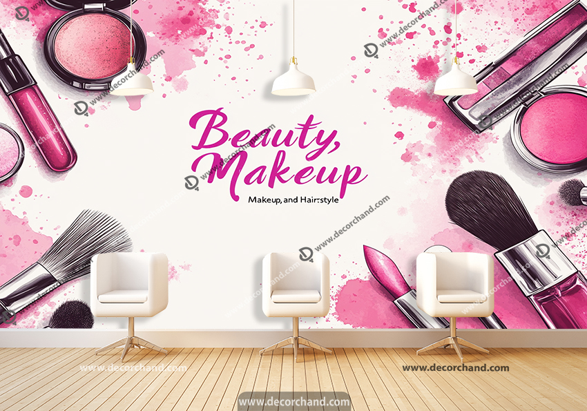 پوستر دیواری سه بعدی طرح لوازم آرایشی برای سالن زیبایی