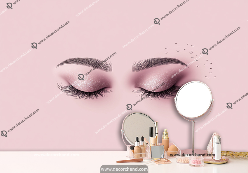 پوستر سه بعدی چشم و ابرو زیبا میکاپ شده برای آرایشگاه زنانه