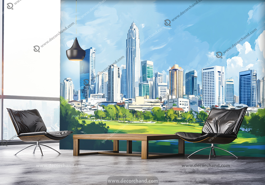 پوستر سه بعدی مشاور املاک طرح ساختمان های زیبا و بلند