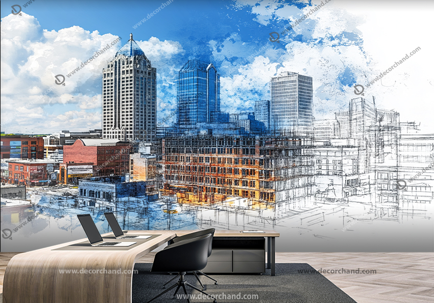 پوستر دیواری طرح ساختمان های بسیار بزرگ