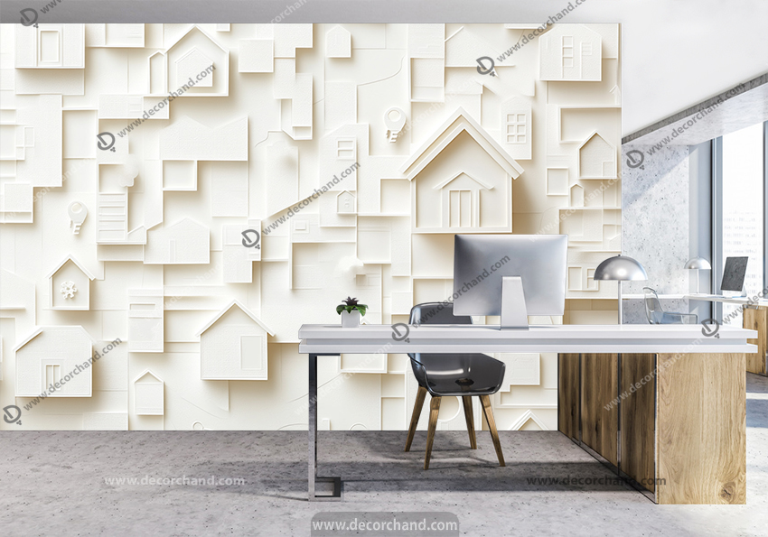 کاغذ دیواری سه بعدی مشاور املاک رنگ روشن