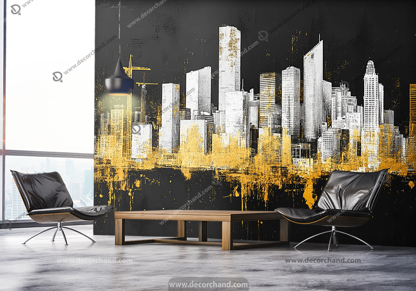 پوستر دیواری مشکی طلایی برای بنگاه ملک و املاک