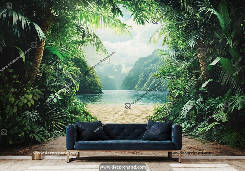 پوستر دیواری منظره و طبیعت طرح ساحل جنگلی