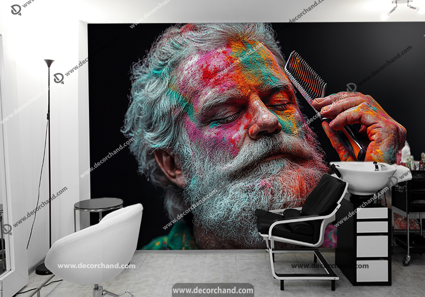 پوستر سه بعدی مدلینگ ریش و مو سفید برای آرایشگاه