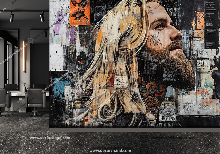 پوستر سه بعدی خفن برای آرایشگاه مردانه طرح مدلینگ مو