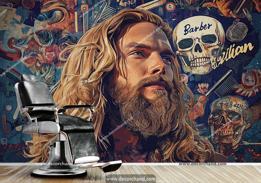 پوستر دیواری آرایشگاه مردانه طرح مدل مو بلند
