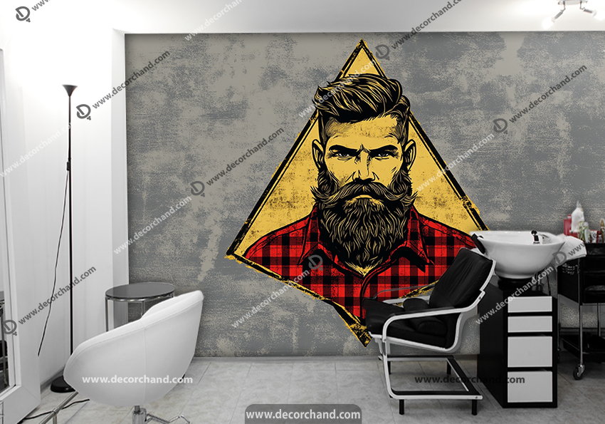 کاغذ دیواری سه بعدی برای مغازه آرایش و پیرایش مردانه