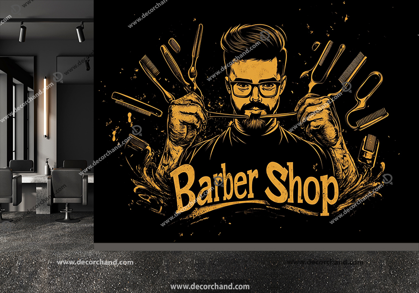 پوستر سه بعدی طرح آرایشگاه مردانه