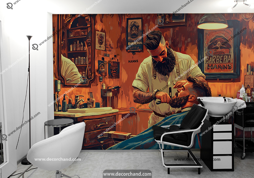 پوستر دیواری سه بعدی آرایشگاه مردانه طرح باربر