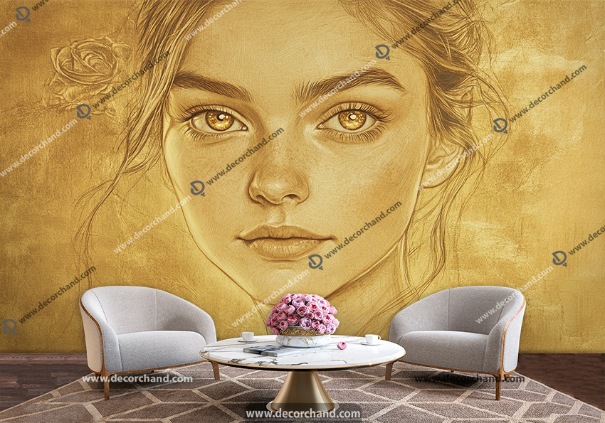 پوستر دیواری طرح چهره ساده با زمینه بافت دار