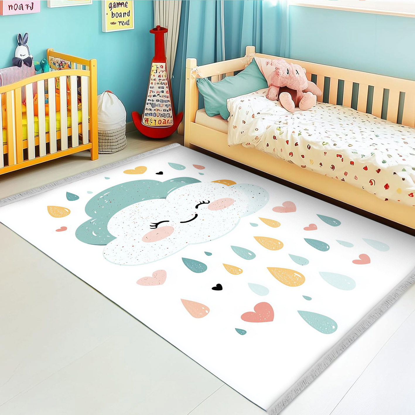 فرش فانتزی برای اتاق بچه طرح شاد و ساده