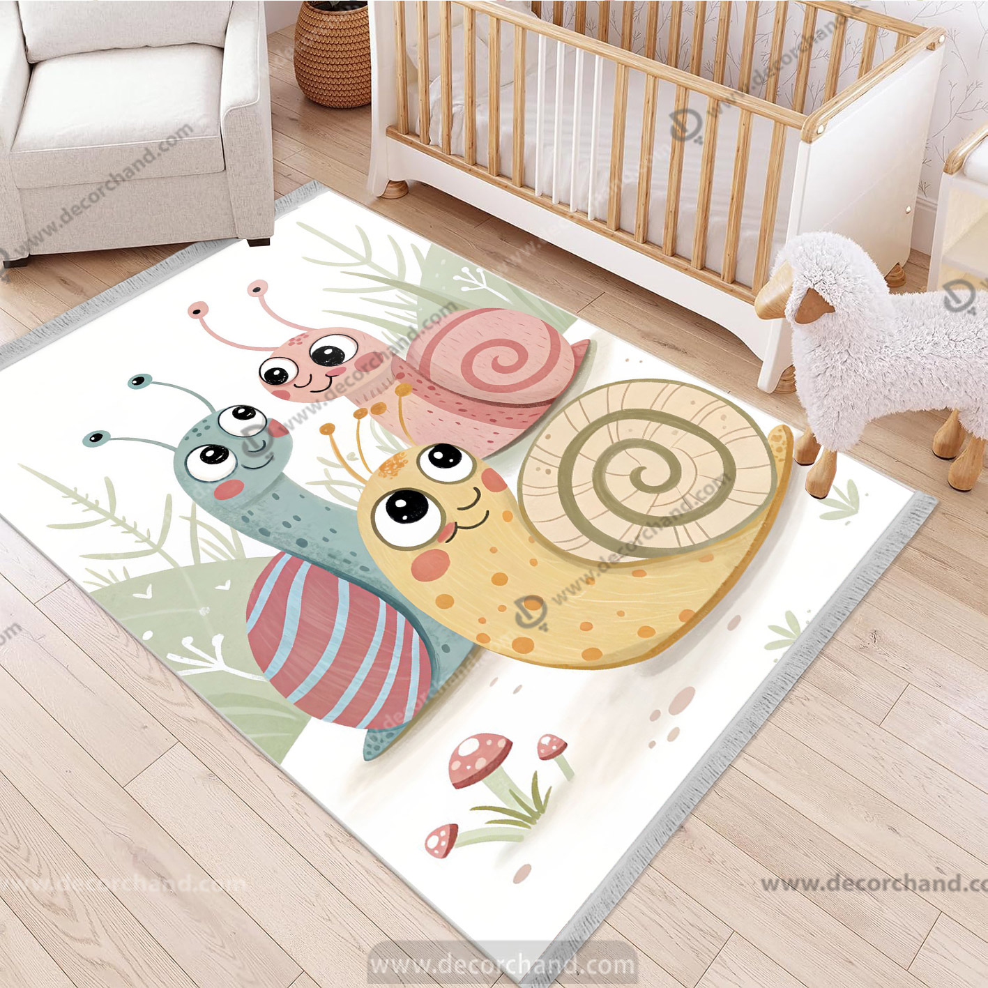 فرش چاپی اتاق کودک طرح حلزون