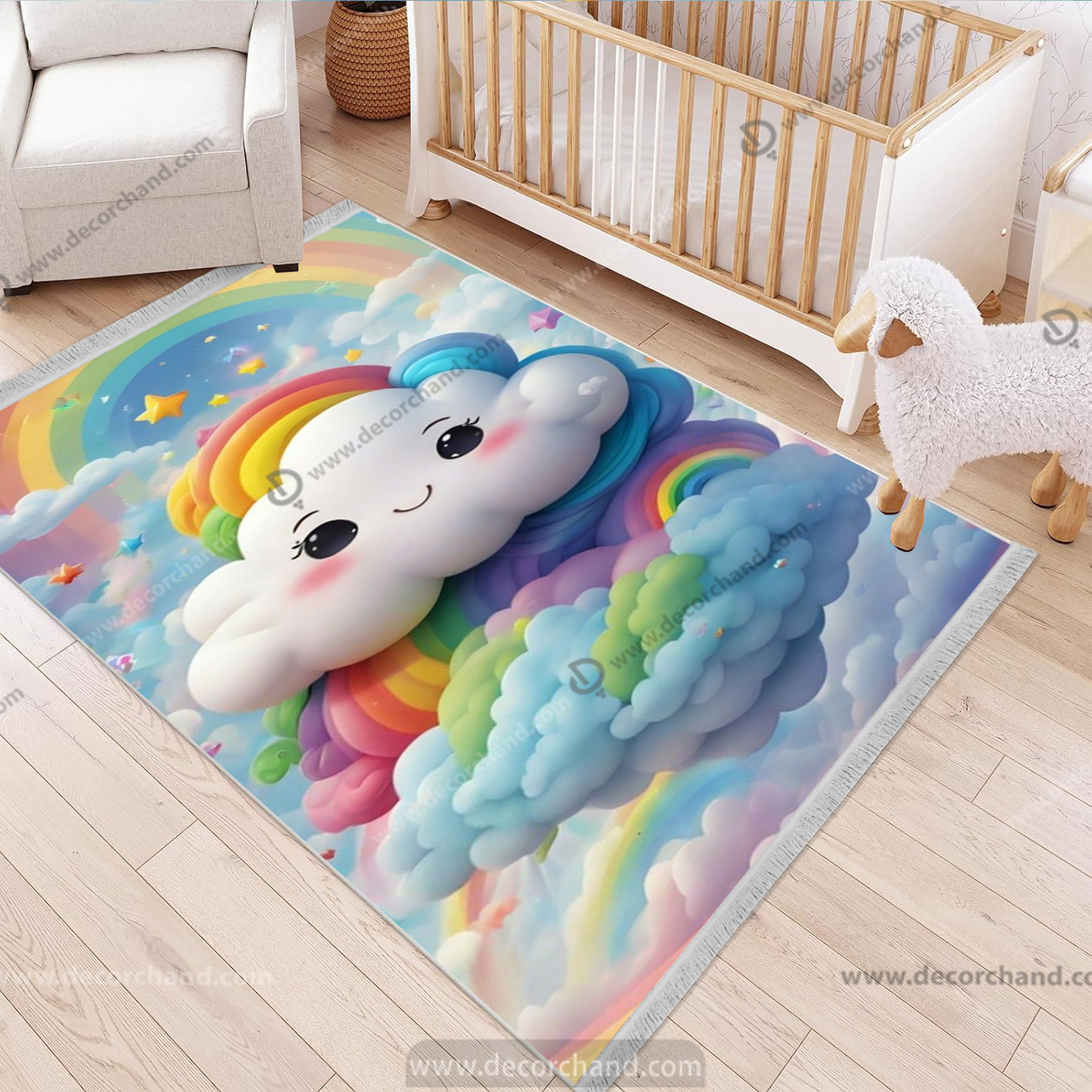 فرش فانتزی طرح ابرهای رنگی رنگی