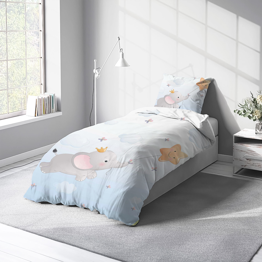 سرویس روتختی یک نفره طرح فیل با زمینه آبی