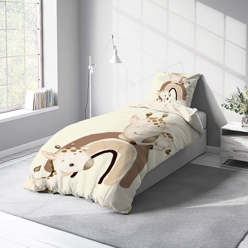 روتختی یک نفره طرح زرافه و رنگین کمان