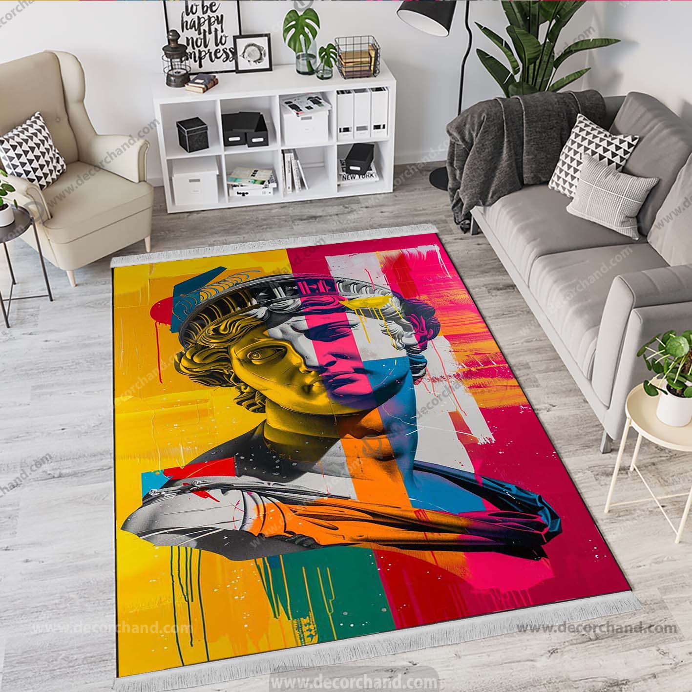 فرشینه طرح چهره پاپ آرت رنگی